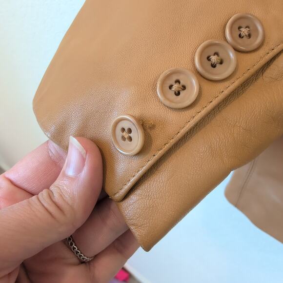 Vintage Lord & Taylor Camel Brown Leather Blazer Jacket Size 16 - Beautiful! - Picture 8 of 10